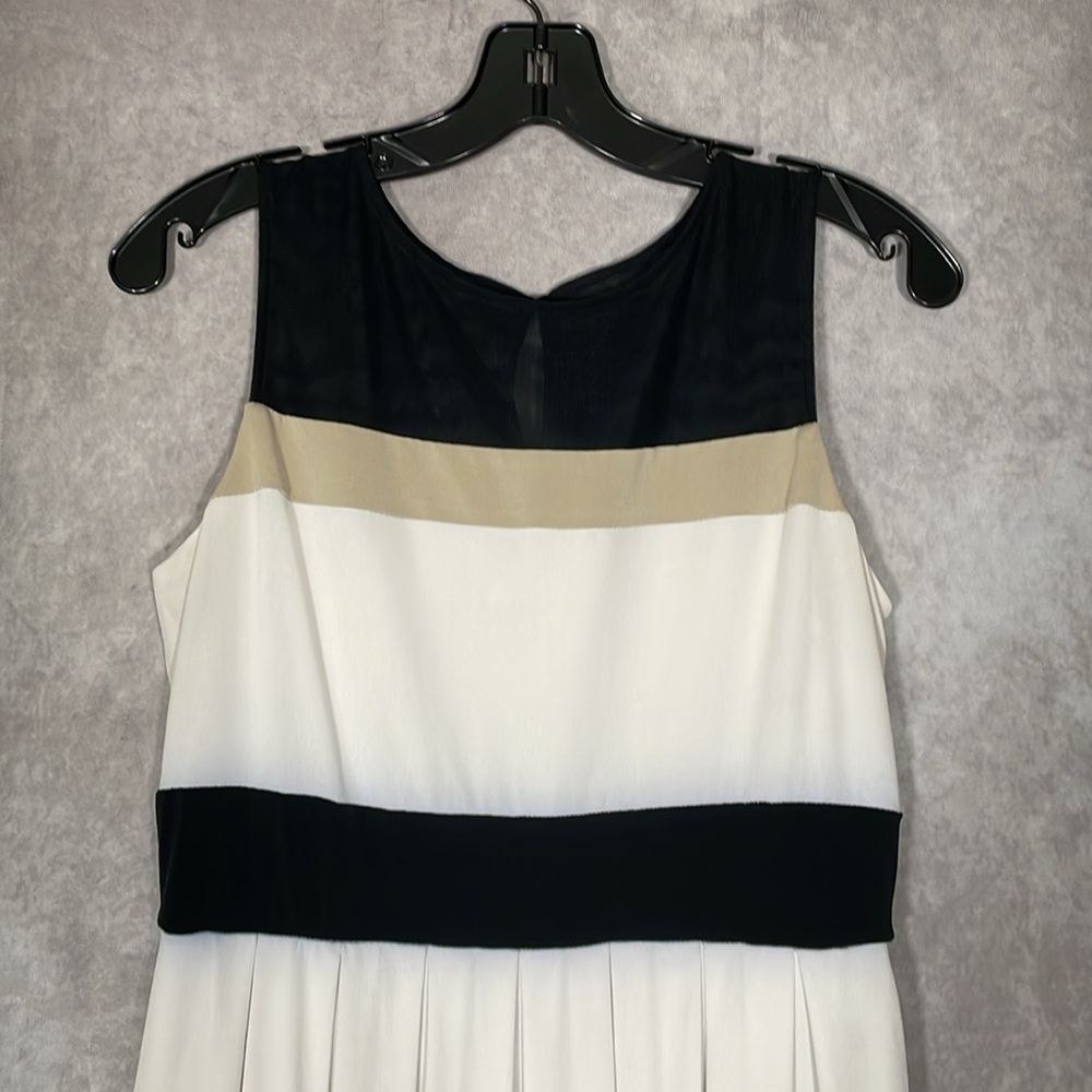 Dress Barn White Black Tan Knee Length Sleeveless Dress Size 6 - Picture 3 of 10